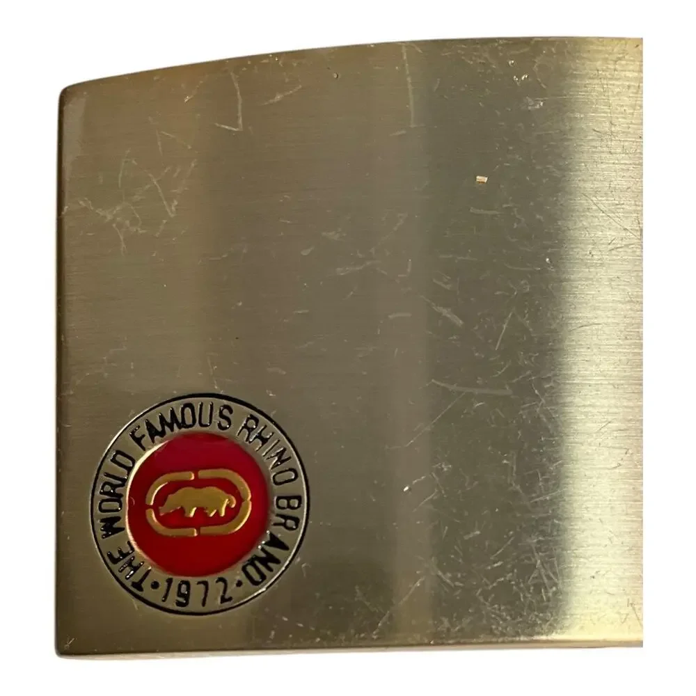 Vintage Mark Echo The World Famous Rhino Brand 1972 Belt Buckle 1990's Gold OS